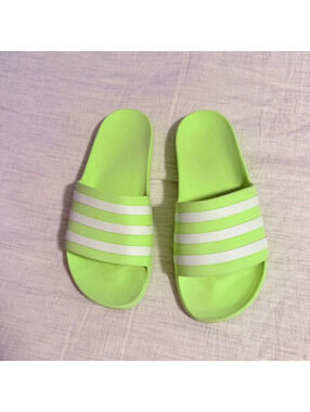 Adidas magic lime green comfort slides